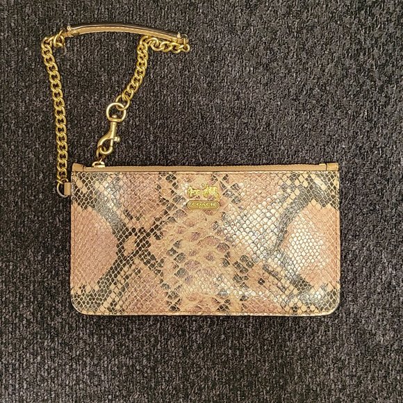 *HOST PICK* Like New Coach Python Print Leather Wristlet - Picture 1 of 4